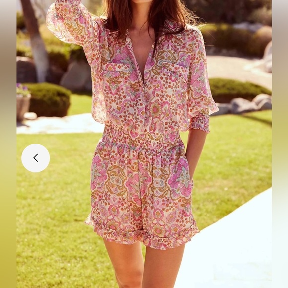 Misa Los Angeles Pants - Misa Los Angeles Gracie Romper, Color is Veranda Flora BS07, Size XS, NWT